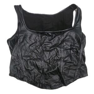 Joocy Babi Black Pleather Cropped Tank Top Women’s Size Small